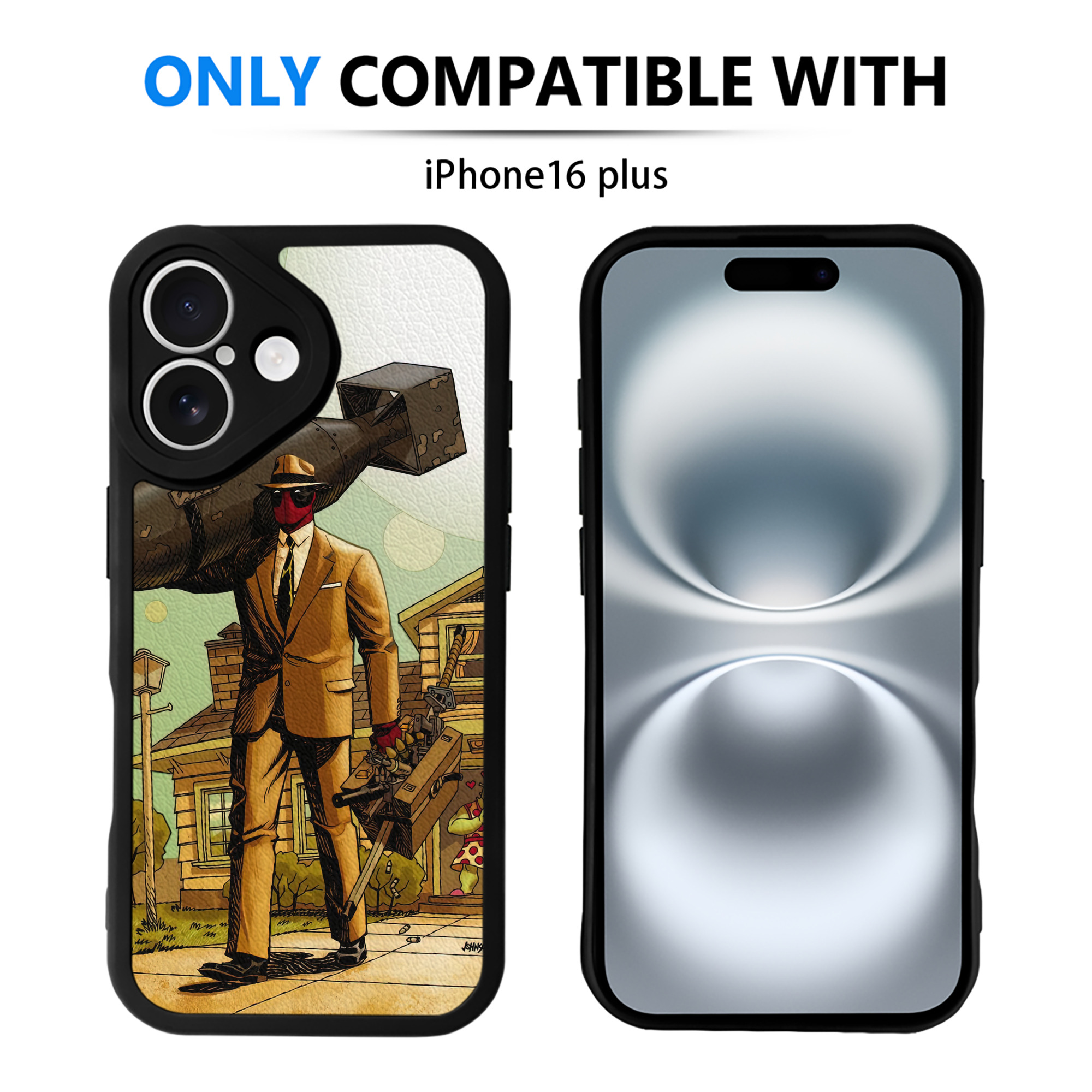 （画像用） Deadpool デッドプール 【iPhone 16シリーズ対応】シリコンスマホケース（レザー調） 材質：シリコン